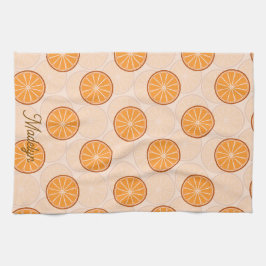 Personalized name fruit orang and brown キッチンタオル