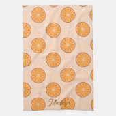 Personalized name fruit orang and brown キッチンタオル (縦)