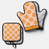 Personalized name fruit orang and brown 鍋つかみ&鍋敷きセット (正面/裏面)