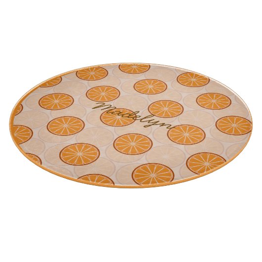 Personalized name fruit orang &brown Cutting Board カッティングボード (角)