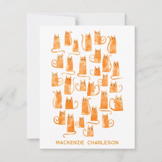 Personalized Name Fun Orange Ginger Cat ノートカード (正面)