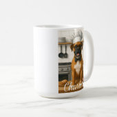 Personalized Name Funny Boxer Dog Loving Chef コーヒーマグカップ (正面右)
