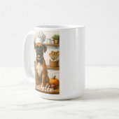 Personalized Name Funny Boxer Dog Loving Chef コーヒーマグカップ (正面左)