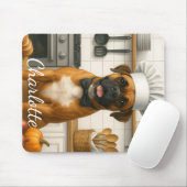 Personalized Name Funny Boxer Dog Loving Chef マウスパッド (マウス)