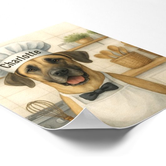 Personalized Name Funny Great Dane Dog Chef ポスター (角)