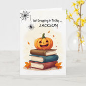 Personalized Name Funny Halloween Cute Spider カード (黄色い花)