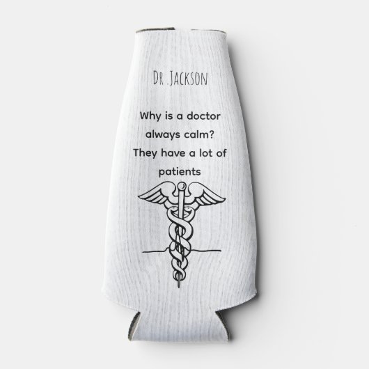 Personalized Name funny puns minimalist doctor ボトルクーラー (正面)