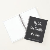 Personalized Name Funny Scribble Sketchbook Black ノートブック (内部)