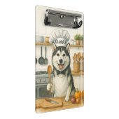 Personalized Name Funny Siberian Husky Dog Chef ミニクリップボード (アングル)