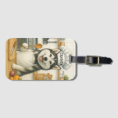 Personalized Name Funny Siberian Husky Dog Chef ラゲッジタグ (正面横)