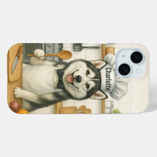 Personalized Name Funny Siberian Husky Dog Chef Case-Mate iPhoneケース (裏面 (横))