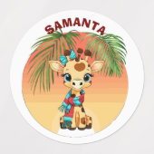  Personalized "Name" Giraffe in the Savanna Waterp ラベル (デザイン2)