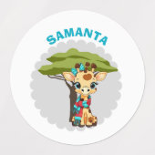  Personalized "Name" Giraffe in the Savanna Waterp ラベル (デザイン1)