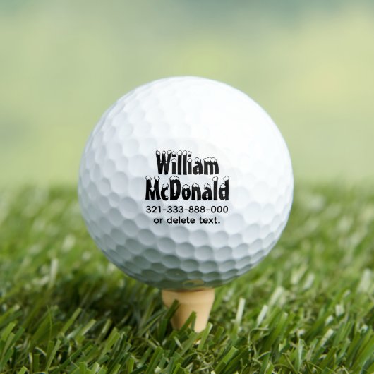 Personalized Name Golf Balls Template FUN RETRO 29 ゴルフボール (インサイチュ 木)