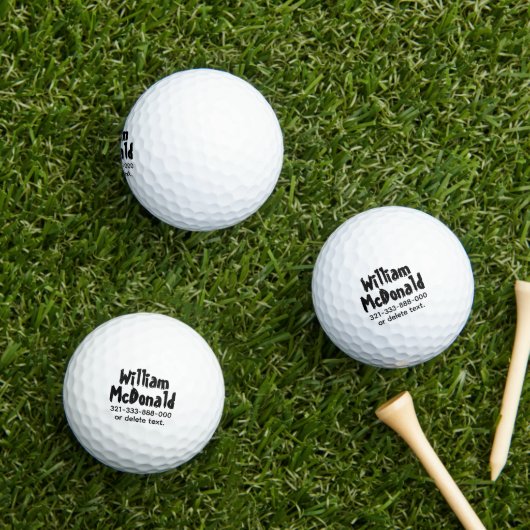 Personalized Name Golf Balls Template FUN RETRO 37 ゴルフボール (インサイチュ 芝生)