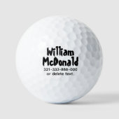 Personalized Name Golf Balls Template FUN RETRO 37 ゴルフボール (正面)