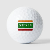 Personalized Name Golf Stripe Retro Color Block ゴルフボール (正面)
