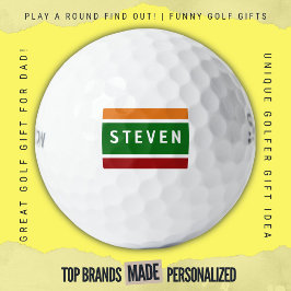 Personalized Name Golf Stripe Retro Color Block ゴルフボール