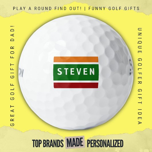 Personalized Name Golf Stripe Retro Color Block ゴルフボール