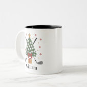 Personalized Name Golf Tree Equipment Christmas  ツートーンマグカップ (正面左)