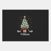 Personalized Name Golf Tree Equipment Christmas ラッピングペーパーシート (正面)