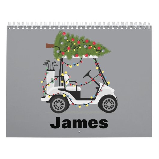 Personalized Name Golfer Christmas Golf Cart Xmas カレンダー (カバー)