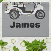 Personalized Name Golfer Christmas Golf Cart Xmas  キッチンタオル (折り畳み)