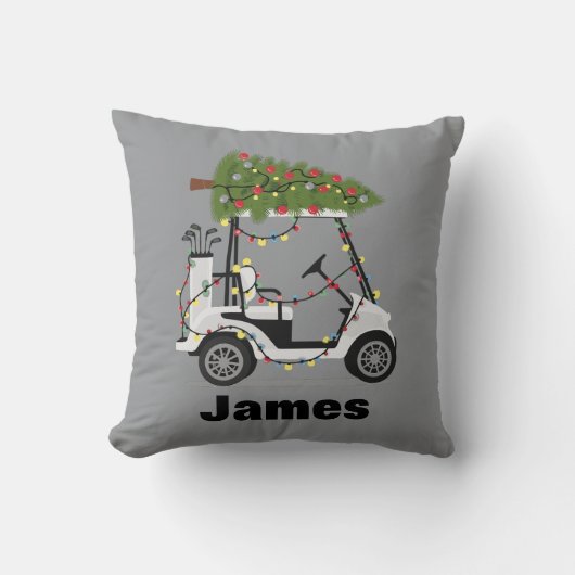 Personalized Name Golfer Christmas Golf Cart Xmas クッション (正面)