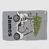 Personalized Name Golfer Christmas Golf Cart Xmas ゴルフタオル (横)