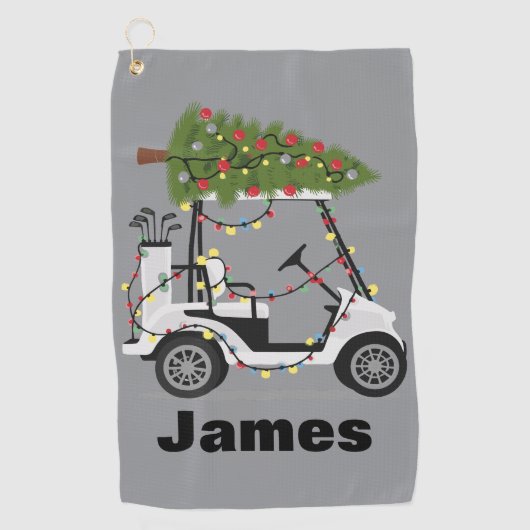 Personalized Name Golfer Christmas Golf Cart Xmas ゴルフタオル (正面)