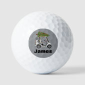 Personalized Name Golfer Christmas Golf Cart Xmas  ゴルフボール (正面)