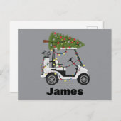Personalized Name Golfer Christmas Golf Cart Xmas  シーズンポストカード (正面/裏面)