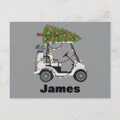 Personalized Name Golfer Christmas Golf Cart Xmas  シーズンポストカード (正面)