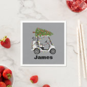 Personalized Name Golfer Christmas Golf Cart Xmas  スタンダードカクテルナプキン (インサイチュ)