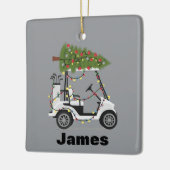 Personalized Name Golfer Christmas Golf Cart Xmas セラミックオーナメント (左)