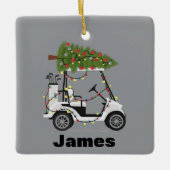 Personalized Name Golfer Christmas Golf Cart Xmas セラミックオーナメント (正面)