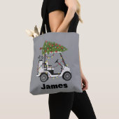 Personalized Name Golfer Christmas Golf Cart Xmas トートバッグ (クローズアップ)