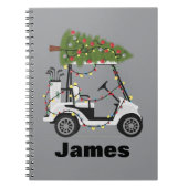 Personalized Name Golfer Christmas Golf Cart Xmas ノートブック (正面)