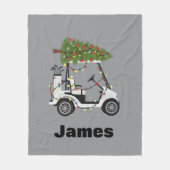 Personalized Name Golfer Christmas Golf Cart Xmas フリースブランケット (正面)