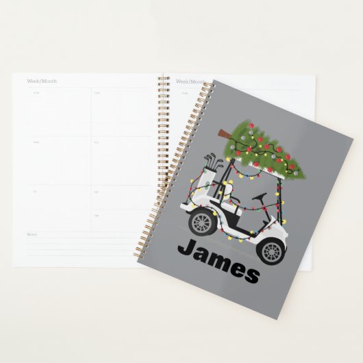 Personalized Name Golfer Christmas Golf Cart Xmas  プランナー手帳 (ディスプレー)