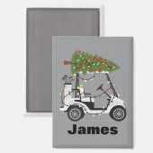 Personalized Name Golfer Christmas Golf Cart Xmas マグネット (正面/裏面)