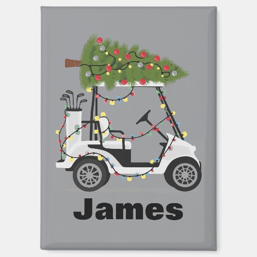 Personalized Name Golfer Christmas Golf Cart Xmas マグネット (正面)