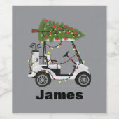 Personalized Name Golfer Christmas Golf Cart Xmas  ワインラベル (シングルラベル)