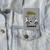 Personalized Name Golfer Christmas Golf Cart Xmas  缶バッジ (インサイチュ)