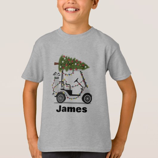 Personalized Name Golfer Christmas Golf Cart Xmas  Tシャツ (正面)