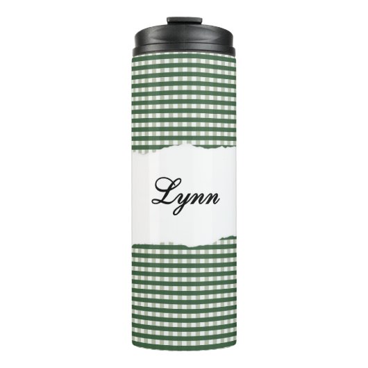 Personalized Name Green Gingham Pattern タンブラー (正面)