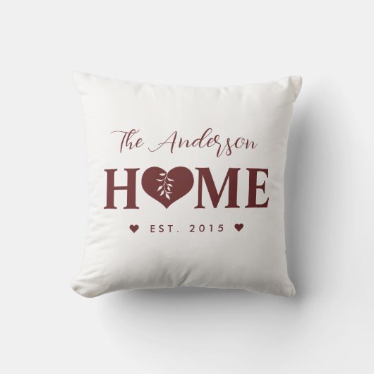 Personalized Name Greyish Red HOME  クッション (正面)