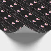 Personalized Name Heart Black ラッピングペーパー (角)