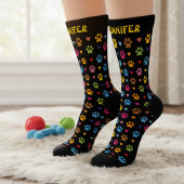 Personalized Name Hearts and Paw Print Socks ソックス