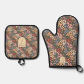 Personalized Name & Initial Floral  鍋つかみ&鍋敷きセット (正面)